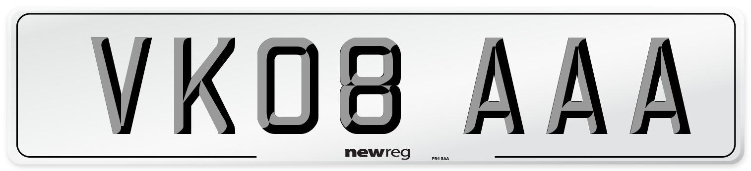 VK08 AAA Number Plate from New Reg